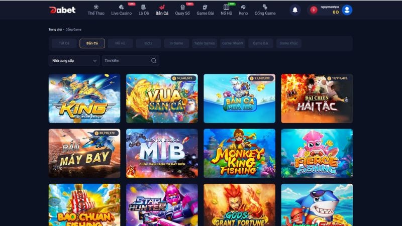 Top 3 game bắn cá hot nhất tại DABET
